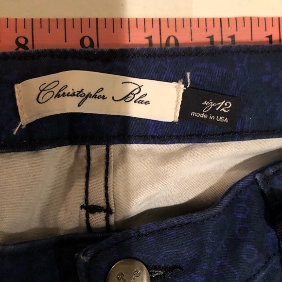 Christopher Blue size 12 blue print skinny stretch denim jeans NWT - Picture 13 of 16